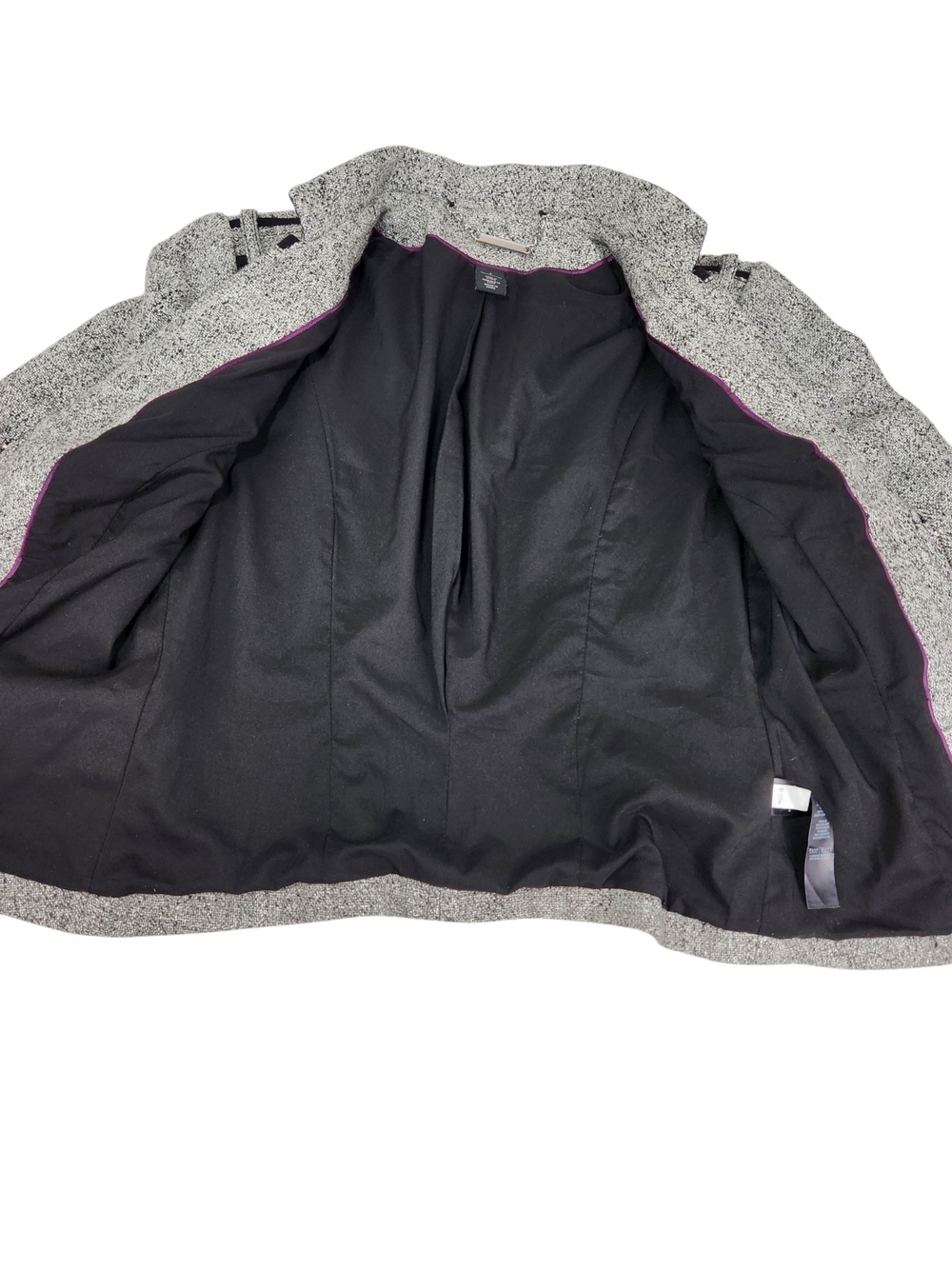 White House Black Market Gray/Black Zip Front Lined Jacket Piping Size 2 Moto - Picture 11 of 14